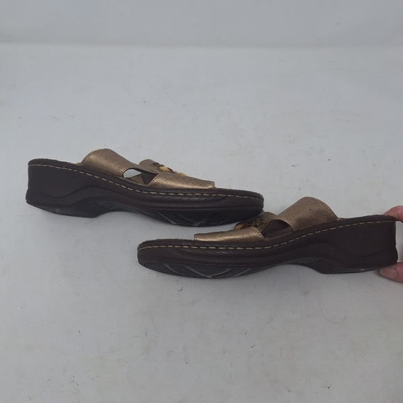 Natural Soul Naturalizer Gold Metallic Stone Jeweled Wedge Sandals Boho Size 10 - Picture 6 of 10